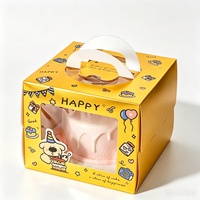 Boîte à pâtisserie écologique et recyclable en papier imprimé, avec fenêtre transparente en PET et poignée portable, idéale pour gâteaux d'anniversaire et desserts