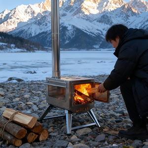 Nouveaux produits pour la maison, grande cheminée extérieure autoportante en métal et bois avec barbecue, Kamin Chemine - Product Image 4