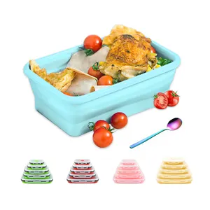 Eco Friendly Impilabile Contenitore Per Alimenti In Silicone Pieghevole Lunchbox