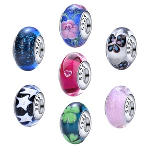 Abalorios de Plata de Ley <span class=keywords><strong>925</strong></span> con Cuentas de Cristal de <span class=keywords><strong>Murano</strong></span> en Forma de Estrella, Mariposa y Flor, Personalizables para la Creación de Joyería y Pulseras - Product Image 1