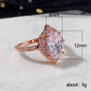 Anello Principessa in Zircone Color Oro Rosa per Donne, Elegante Gioiello da Dito per Fidanzamento - Product Image 5