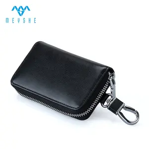 Handmade Zipper Car Key Case Black Keychain Holder Soft Genuine Leather for Men 15-18days Embossed National 3-5days 100pcs