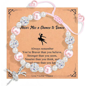 Adjustable Pearl <b>Bead</b> <b>Bracelet</b> With Dancing Girl Pendant Handmade Woven Jewelry For Gift - Product Image 3