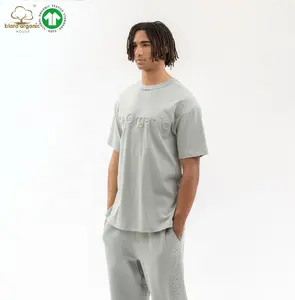 Summer Organic Knit Cotton Tee Breathable Short Sleeve Crew Neck Embossed 3D Printing Logo Plain XL T-Shirt For Mens