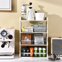 Organisateur de bureau pour sachets de thé et capsules de café, boîtes de rangement pratiques, étagère de rangement multi-niveaux pour chips