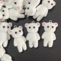 Pendentif chat 3D mignon en résine floquée, de haute qualité à bas prix, en stock, pour la création de boucles d'oreilles DIY et accessoires de voiture