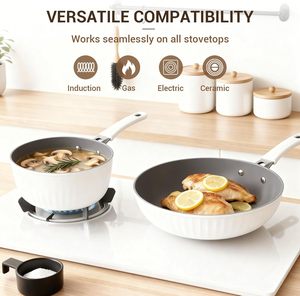 Juego de Utensilios de Cocina de Cerámica Antiadherente de 15 Piezas con Diseño de Rayas Verticales, Olla, Sartén, Apto para Lavavajillas, Inducción y <span class=keywords><strong>Gas</strong></span> - Product Image 4