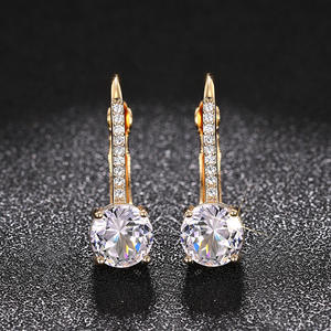 Pendientes de diamantes de oro real de 18 quilates, oro macizo, corte brillante redondo, color G, diamantes naturales, joyería clásica de boda para mujer - Product Image 4