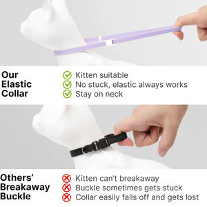 탄성 안전 고양이 목걸이-새끼 고양이 및 소형 고양이를 위한 스트레치 조절 가능한 분리 칼라, 강아지용 경량 소프트 펫 칼라 - Product Image 3