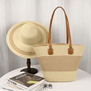 Conjunto <span class=keywords><strong>de</strong></span> sombrero y bolso <span class=keywords><strong>de</strong></span> paja, moda <span class=keywords><strong>de</strong></span> vacaciones en la playa, protección solar versátil, bolso <span class=keywords><strong>de</strong></span> mano <span class=keywords><strong>de</strong></span> gran capacidad para salidas - Product Image 6