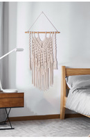 Tapisserie tissée décoration murale en coton pampille rideau en macramé Beige Chic bohème Art mural pour la maison