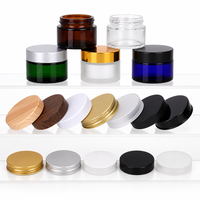 Pot cosmétique en verre transparent givré ambré vide pour crème visage, avec couvercle noir ou blanc, disponible en 5g, 10g, 1oz, 2oz, 100g