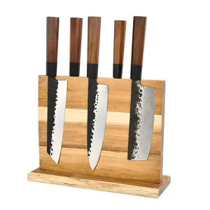 Vendita calda in legno di Acacia naturale da 12 pollici blocco coltello da cucina per coltello da Chef doppio lato portacoltelli magnetico