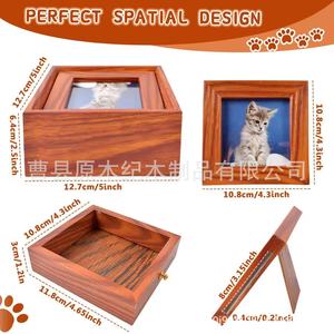 Wooden Pet <b>Urn</b> With Photo Frame Solid Wood Rectangle Pet Keepsake Box For <b>Cat</b> Dog Memorial - Product Image 4