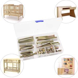 Kit de quincaillerie en acier pour berceau : boulons galvanisés pour cadre de lit, écrous cylindriques, chevilles en bois, vis à manchon hexagonal - Product Image 6