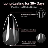 Lot de 100 faux ongles transparents à double usage pour extension complète ou demi-extension, sans ponçage, pour nail art et sculpture, en boîte