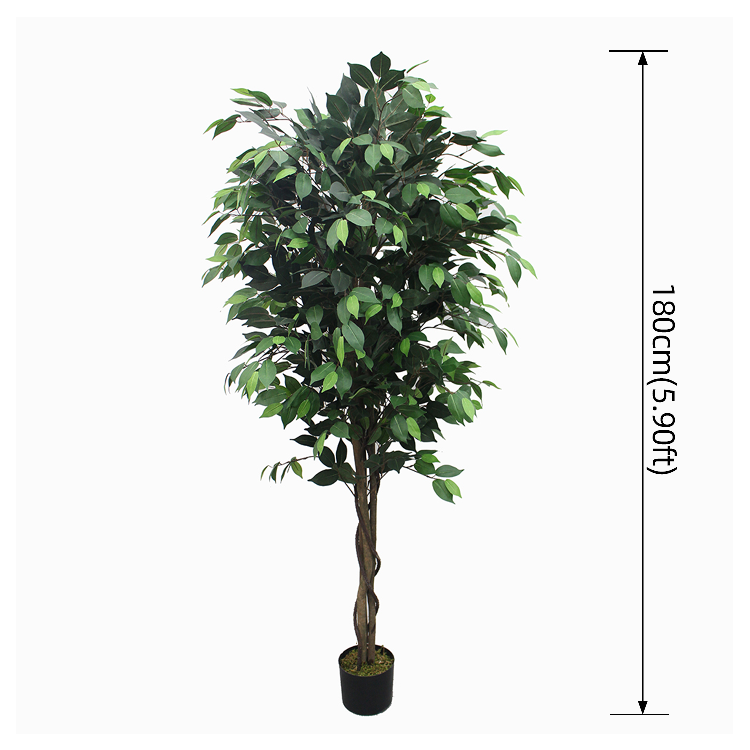 Arbre Ficus artificiel vert foncé 180 cm (5,9 pieds)