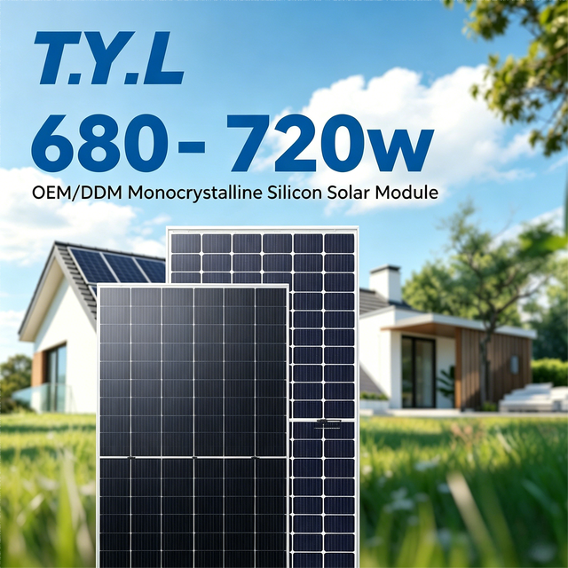 680-720W High Power N-Type Solar Panel 22%-23.2% Efficiency Ultra Stable Output BIPV Residential Commercial Roof Grid