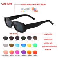 Lunettes de Soleil Vintage Rectangulaires en PC pour Femmes, Style Classique, Monture Tendance, Protection UV, Avec Logo Personnalisé, Petites Montures, Vente en Gros
