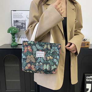 Forest Style Printed <b>Tote</b> Bag Breathable <b>Nylon</b> Large Capacity Casual Work Lunch Bag Everyday Outfits Summer 2025 - Product Image 3