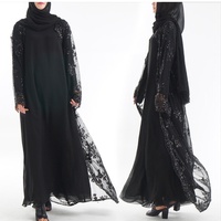 Abaya Dubaï Turque Luxueuse Broderie Sans Couture Paillettes Vêtements Islamiques Dentelle Vêtements Musulmans