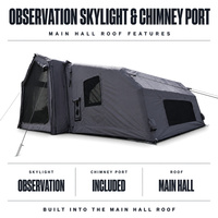 Tente de camping gonflable OEM ODM, directement de l'usine, tente de glamping à air en coton mélangé 4 saisons avec cheminée et port pour câble, couleur kaki