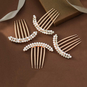 <span class=keywords><strong>Pince</strong></span> à cheveux élégante MIO à 5 dents en plastique, ornée de perles et de strass, style chinois, pour femmes et filles - Product Image 2