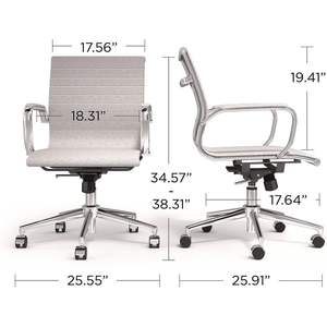 Silla de Oficina Moderna Alera Siskin, Silla de Escritorio con Elevación, Altura de Asiento Ajustable, Soporta 275 Libras, Material de Espuma Gris - Product Image 2