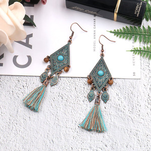 Fashion Dangle <b>Earrings</b> Alloy Turquoise <b>Tassel</b> Drop <b>Earrings</b> Women's Jewelry Boho Style Long <b>Earrings</b> - Product Image 3