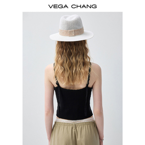 VEGA CHANG Top en tricot noir pour femme avec col en V, bordure festonnée et coupe ajustée, débardeur décontracté sans manches - Product Image 2