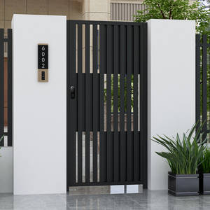 Porte de cour de villa <span class=keywords><strong>en</strong></span> alliage d'aluminium, double porte, grille artistique, clôture moderne de style campagnard, porte simple, revêtement poudré, modélisation 3D - Product Image 3