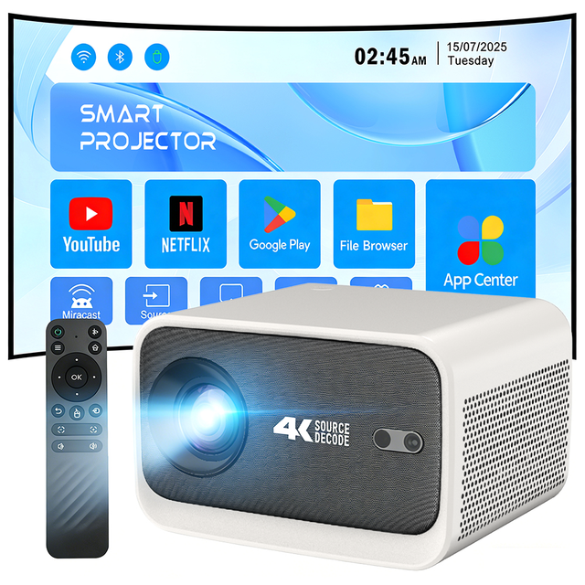 2026 Native 1080P 4K Supported Smart WiFi Built-in Stereo Sound Cinema LED LCD Projector Android for Home Theater Video Phone