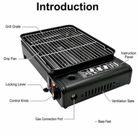 AGAHPAY Barbecue portable à gaz de table pour camping extérieur avec contrôle de chaleur réglable