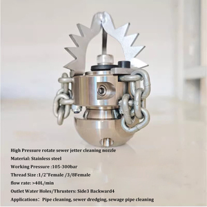 Chaînes de nettoyage rotatives pour canalisations d'égouts haute pression, <span class=keywords><strong>buse</strong></span> 0,65 kg, sablage de boues d'égouts, débouchage de drains, jet d'eau G3/8 - Product Image 5