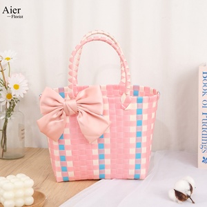 <span class=keywords><strong>Cesta</strong></span> de Arreglos Florales Aierflorist, <span class=keywords><strong>Cesta</strong></span> Tejida con Lazo Grande de Dibujos Animados en Color Contrastante, Caja de Regalo, <span class=keywords><strong>Cesta</strong></span> para Arreglos Florales - Product Image 6