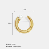 Broche élégante en acier inoxydable en forme de C, étanche, plaquée or 18K PVD, pour accessoires vestimentaires féminins