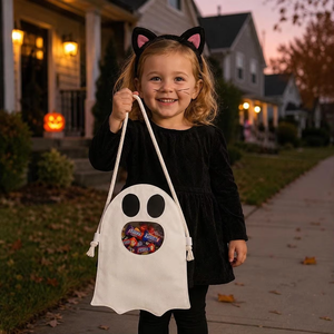 Borsa Personalizzata per Dolcetti di <span class=keywords><strong>Halloween</strong></span>, Borsa per Caramelle per Bambini, Cesto Regalo Fantasma 'Boo' - Product Image 6