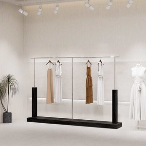 Étagère <span class=keywords><strong>de</strong></span> présentation pour <span class=keywords><strong>magasin</strong></span> <span class=keywords><strong>de</strong></span> vêtements, noire, en acier inoxydable, <span class=keywords><strong>de</strong></span> sol à plafond, modèle Nakajima, assemblage facile, pour marque <span class=keywords><strong>de</strong></span> vêtements féminins, modèle Easy 322 - Product Image 2