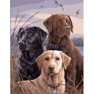 Diy 5d Diamond Painting Kit Three Dogs In The Dry Grass Paint By Diamond Embroidery Mosaic Home Decor Wall Art