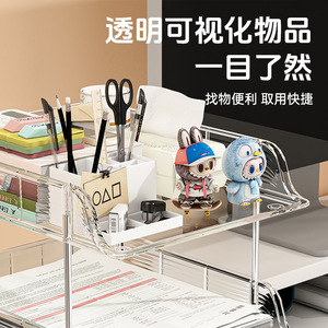 Organizador de oficina de acrílico, estante de almacenamiento, tipo rectangular transparente para escritorio, para documentos, libros, papelería - Product Image 2