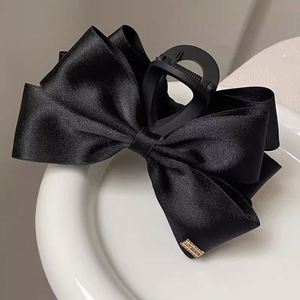 Elegant Black <b>Bow</b> Fabric Handmade Hair Clip Womens <b>Large</b>-size Headpiece Back-of-head Shark Clip Updo Hair Claw Barrette Gift - Product Image 4