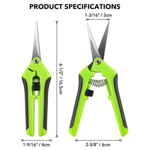 Tijeras de podar profesionales para jardín, para viñedos, árboles y flores, con cuchilla curva de bypass y resorte - Product Image 2