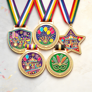 Venta Directa de Fábrica, Medalla de Carnaval Milagrosa Personalizada con Logotipo de Corredor, Acabado en Oro Esmaltado Metálico Barato - Product Image 1