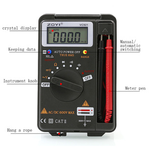 Multimètre numérique ZOYI VC921 avec écran LCD, 4000 points de lecture, sélection automatique/manuelle, conception à clapet, mesure de tension 600V - Product Image 6
