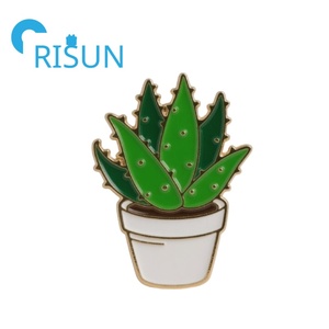 Fábrica lindo esmalte Cactus flor hierba Aloe <span class=keywords><strong>Vera</strong></span> planta <span class=keywords><strong>en</strong></span> maceta insignia broche alfileres Metal suculento botánico esmalte Pin insignia - Product Image 5
