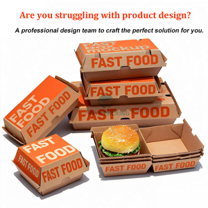 Boîte à hamburger en carton ondulé, design personnalisé et logo, qualité alimentaire, grande boîte d'emballage pour collations et dîners en <span class=keywords><strong>famille</strong></span> - Product Image 6