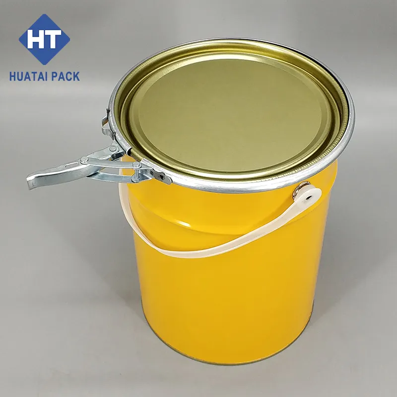 5Gallon metal paint bucket /pail with lock ring lid and plastic handle