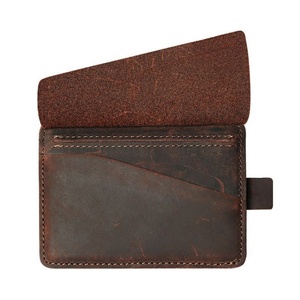 Boshiho Customized Crazy Horse Leather Business Wallet Card <b>Holder</b> Men Credit <b>Id</b> Coin Leather Front Pocket Black Slim - Product Image 2