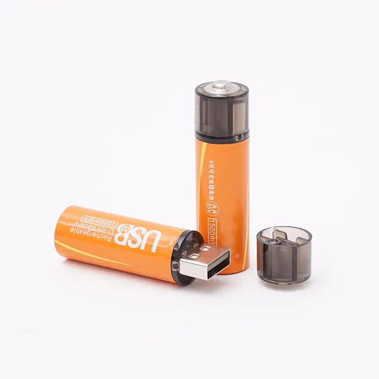 Baterias recarregáveis de íon-lítio USB 1500mWh, novo design de baixo preço e alta saída magnética NCA tipo A 1.5v aa