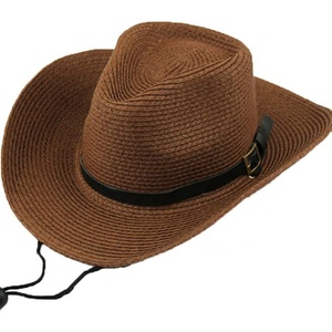 Sombrero de vaquero occidental de verano al por mayor, de ala ancha, de paja a rayas, para playa, viajes, pesca, uso casual al aire libre, moldeable con cinturón - Product Image 2